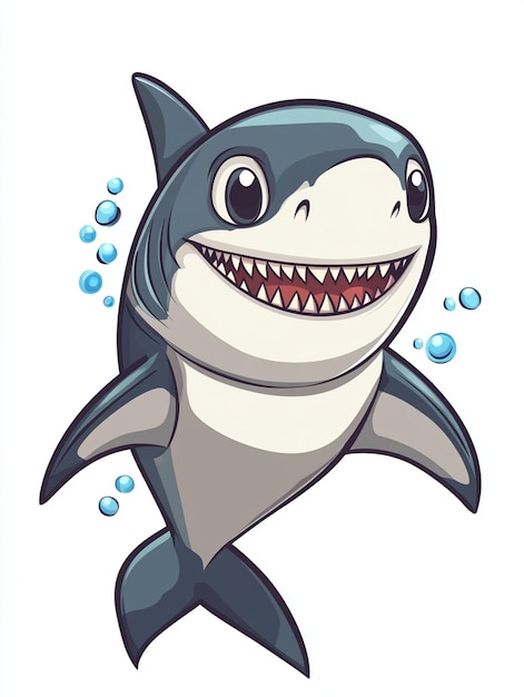 Photo cute diver shark cartoon vector icon illustration isolated premium vector science animal icon concept