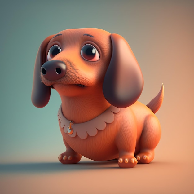 Cute dog 3d illustration generative ai