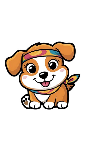 Photo cute dog cartoon vector icon illustration