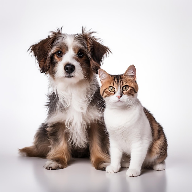 A cute dog and cat portrait