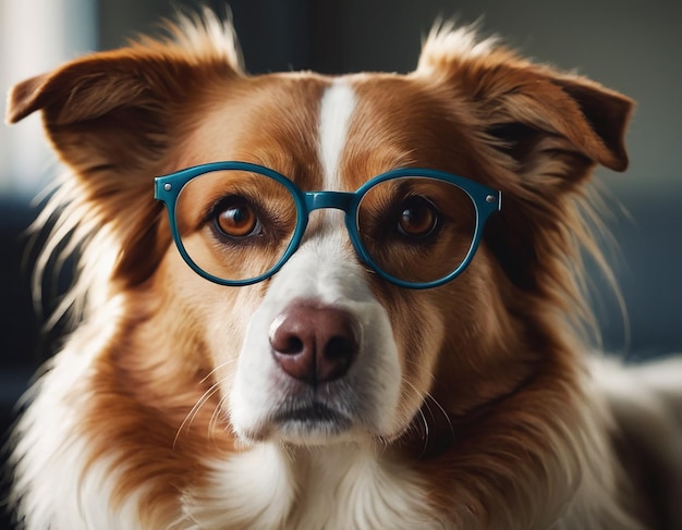 a cute dog and cat with eyeglass generative ai