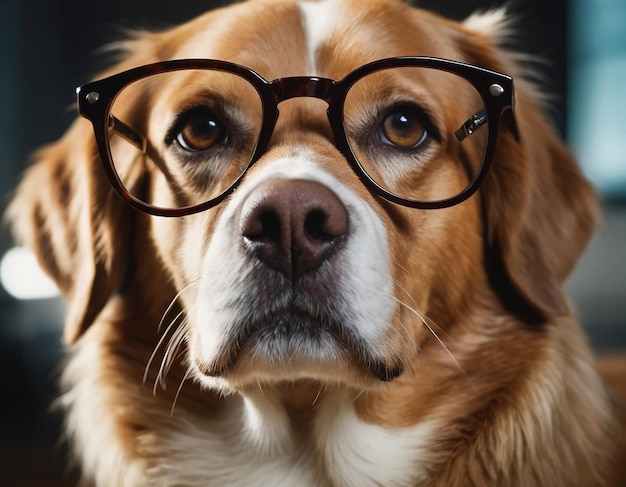 a cute dog and cat with eyeglass generative ai