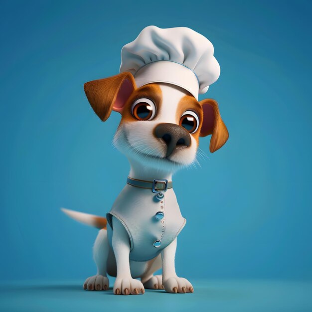 Photo cute dog chef in a white hat