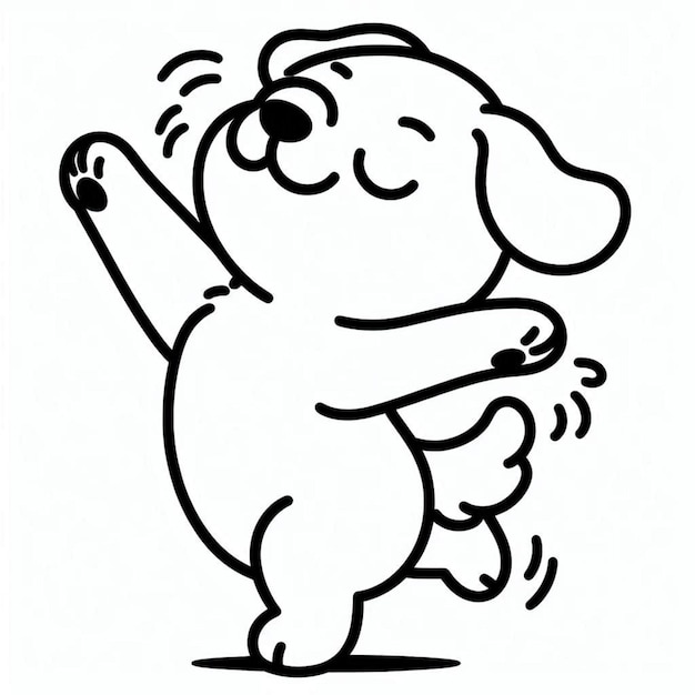 Cute dog dancing coloring page ai generated