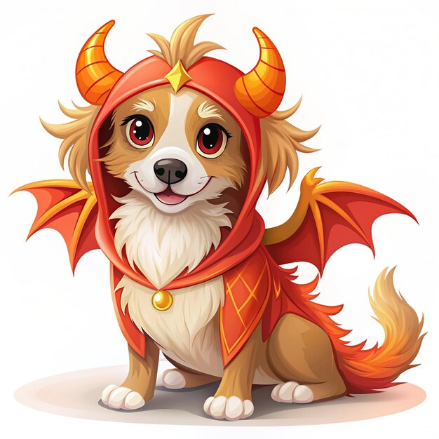 Photo cute dog in dragon costume