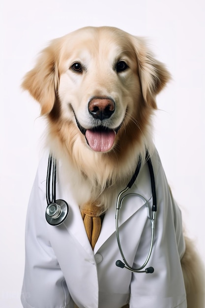 cute dog dressed as a veterinarian