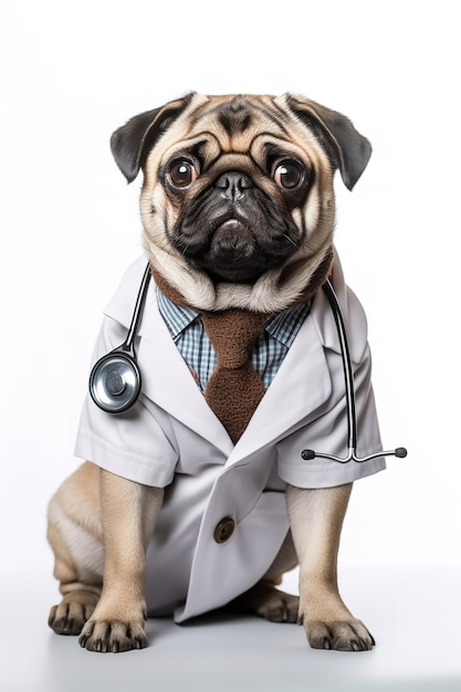 cute dog dressed as a veterinarian