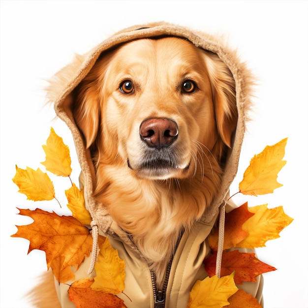 Cute dog dressed in winter clothes ready for fall season