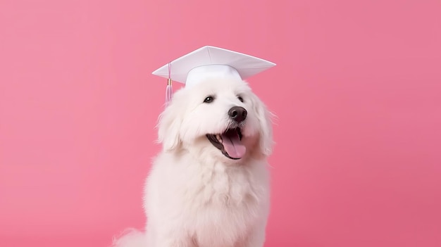 Cute dog in graduation cap Illustration AI GenerativexA