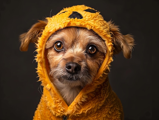 A cute dog in halloween costume