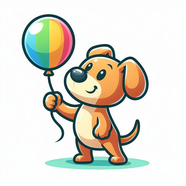 Photo cute dog holding a balloon illustration