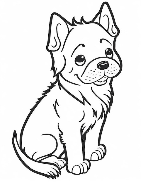 Cute Dog illustration colouring book for kids