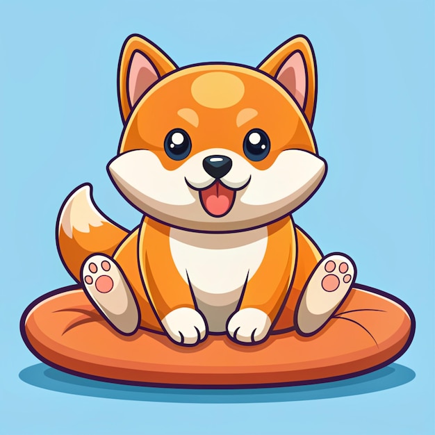 Photo cute dog lying on pillow cartoon vector icon illustration