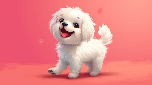 A Cute Dog in Pink Background