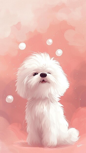 A Cute Dog in Pink Background