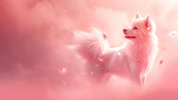 A Cute Dog in Pink Background