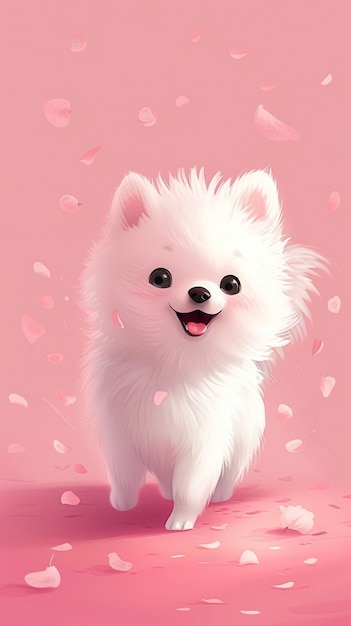 A Cute Dog in Pink Background