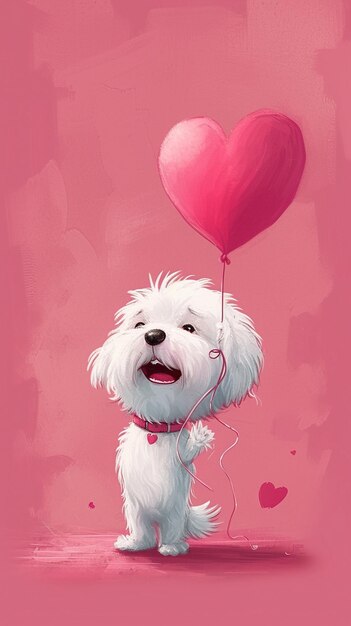 A Cute Dog in Pink Background