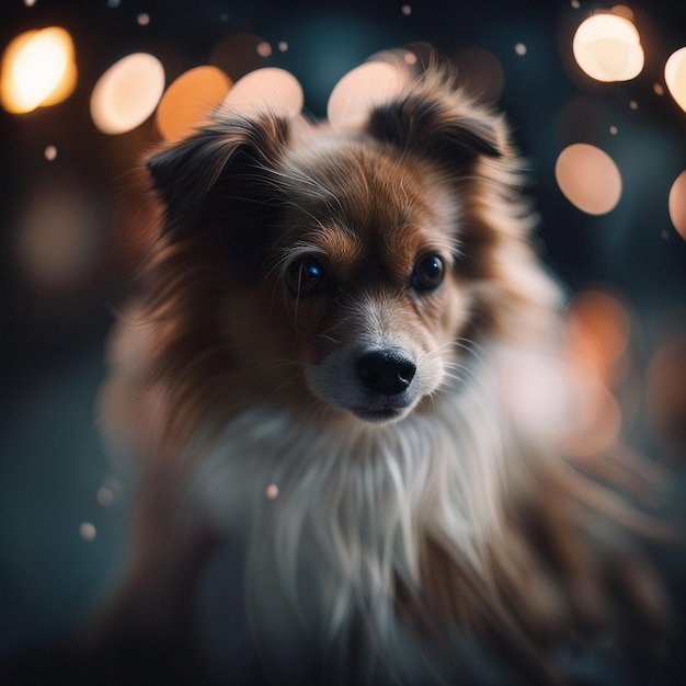 Cute dog portrait with blured background