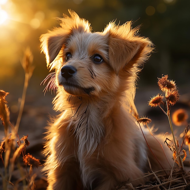 Cute dog posing isolated over beautiful background