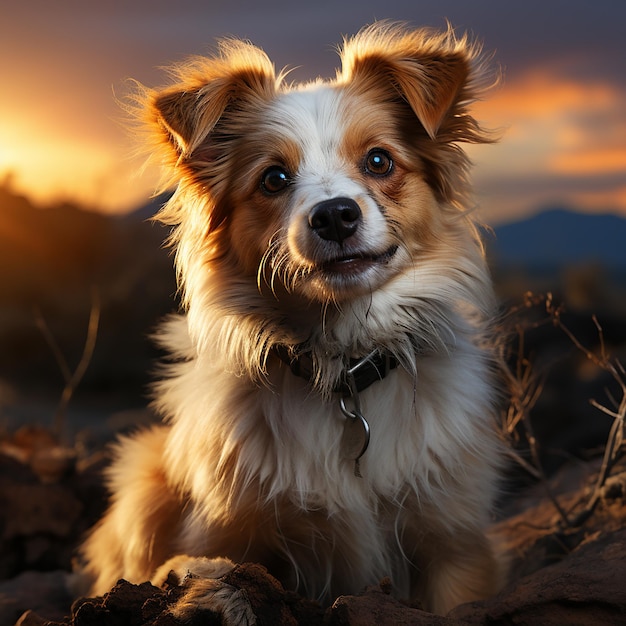 Cute dog posing isolated over beautiful background