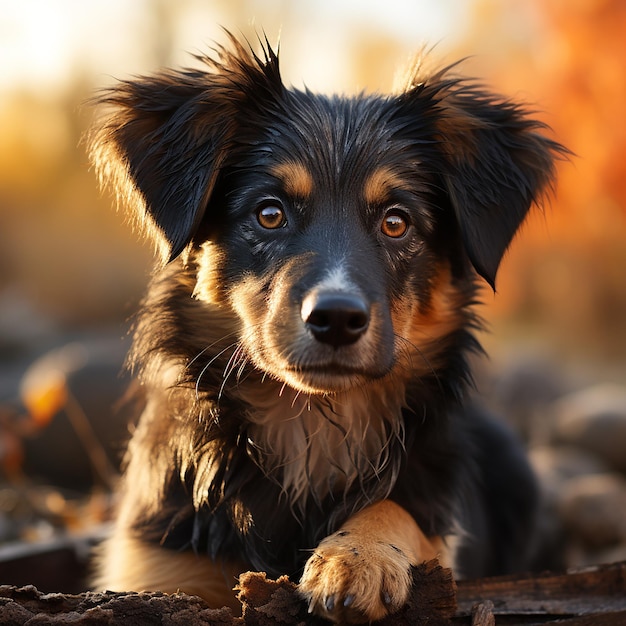 Cute dog posing isolated over beautiful background