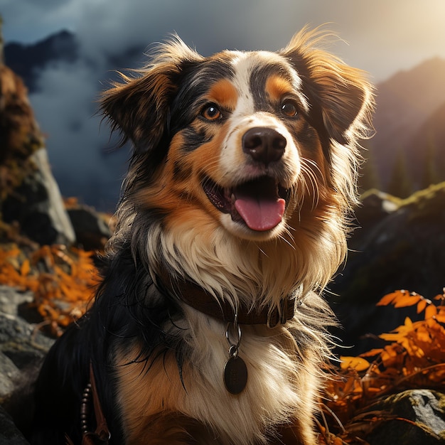 Cute dog posing isolated over beautiful background