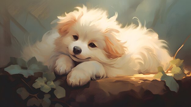 Cute dog puppy illustration background wallpaper design colorful animal pets