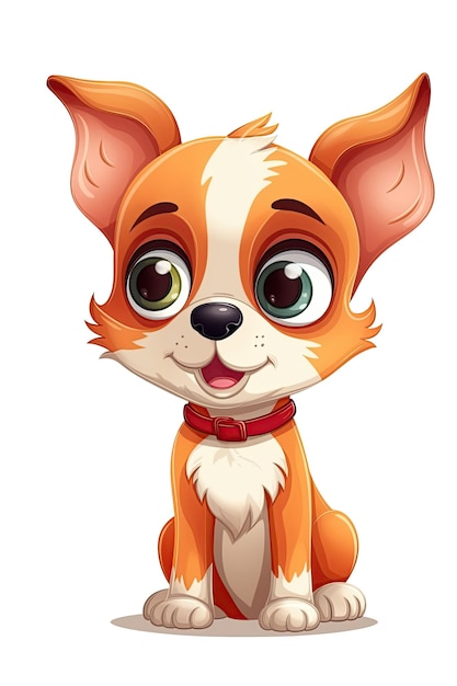 cute dog puppy on white isolated background Cartoon character Generative AI illustration