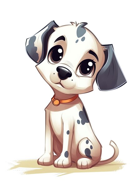 Cute dog puppy on white isolated background Cartoon character Generative AI