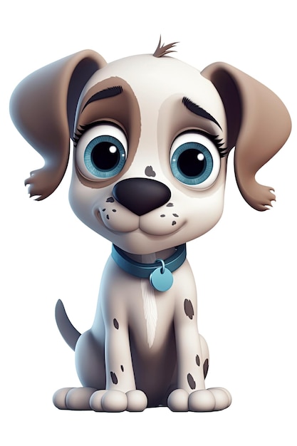 Cute dog puppy on white isolated background Cartoon character Generative AI