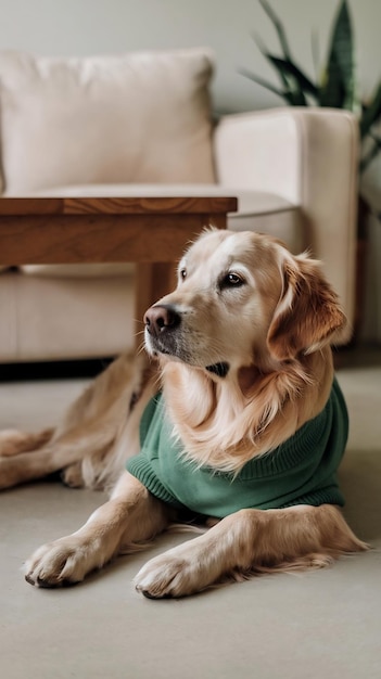 Cute dog relaxing at home