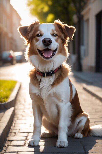 Cute dog running on the street Cute dog illustration