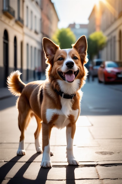 Cute dog running on the street Cute dog illustration