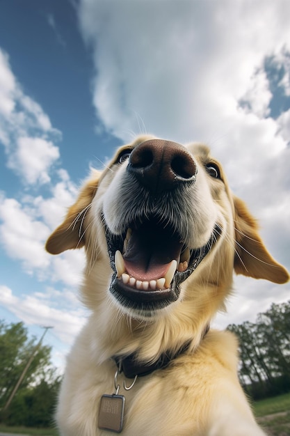 cute dog selfie outside