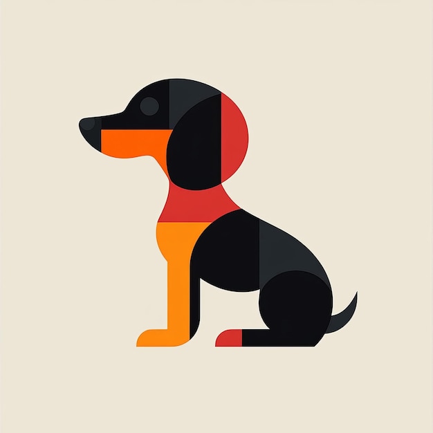 Photo cute dog silhouette in orange and black colors vector illustration