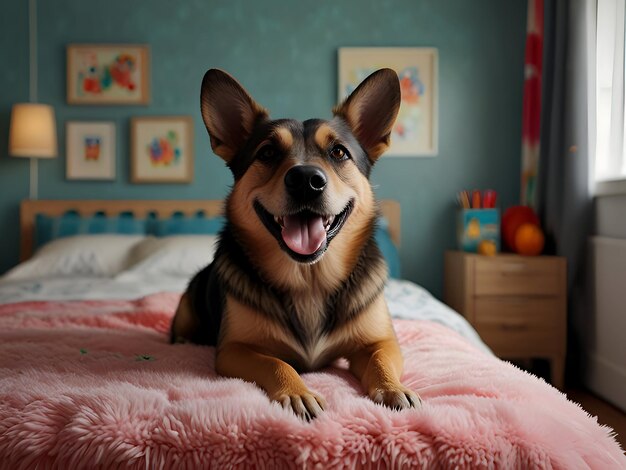 Cute Dog Smiling Siting On Room