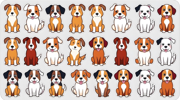 Cute Dog Sticker Sheet Playful Pups in Adorable Poses