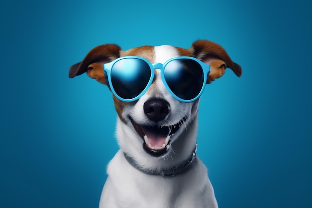 Cute dog sunglasses smile humor portrait funny pet isolated background animal Generative AI