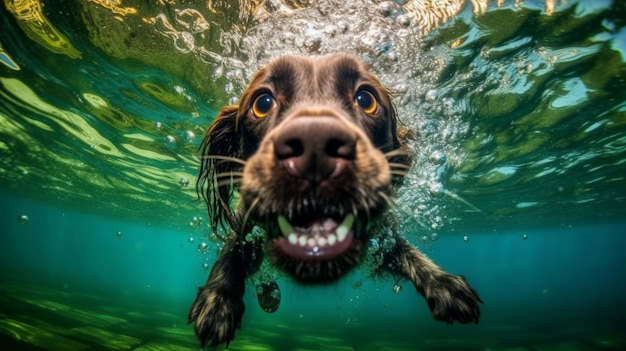 Cute dog underwater Illustration AI GenerativexA