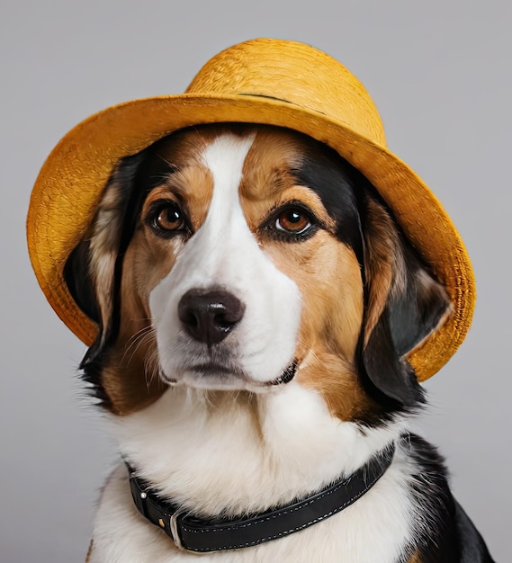 Cute dog wearing hat