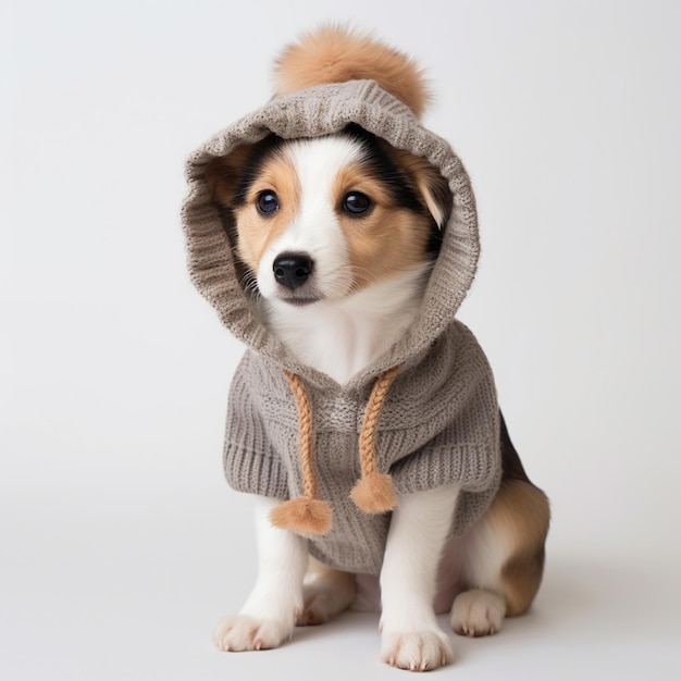 a cute dog wearing hoody