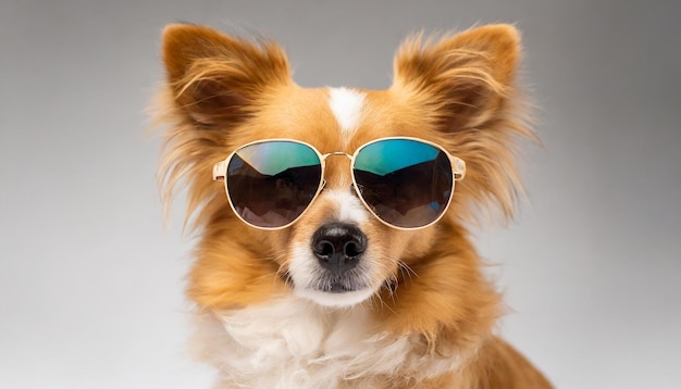 A cute dog wearing sunglasses portrait