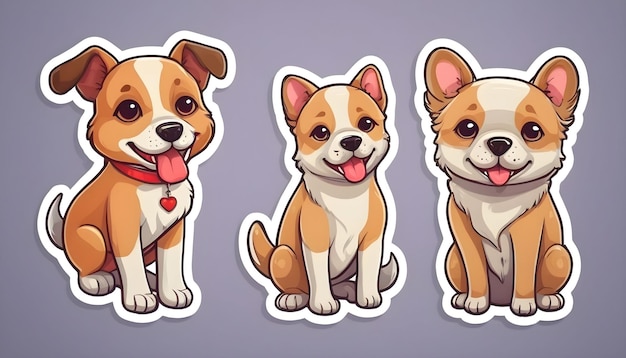 Cute dogs illustration ideal for stickers