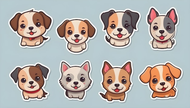 Cute dogs illustration ideal for stickers