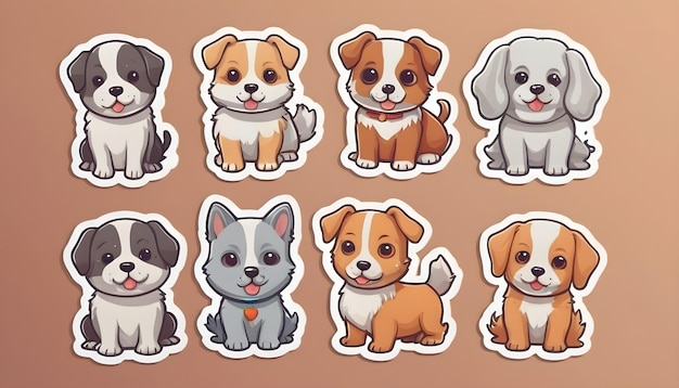 Cute dogs illustration ideal for stickers