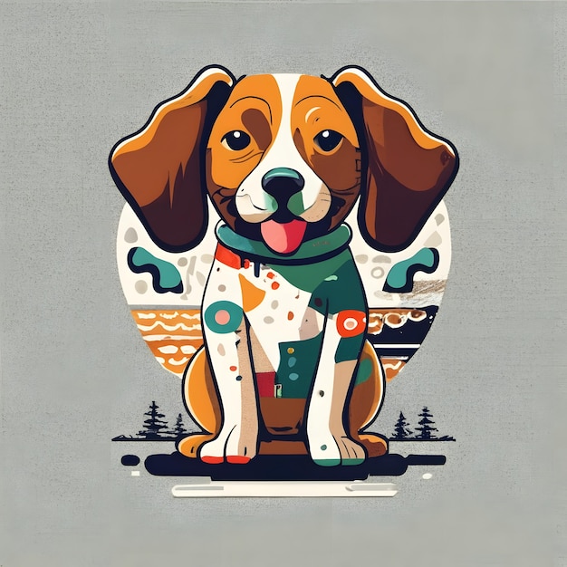 cute dogs in logo tshirt style white background artwork in the stylw of Kazumasa Nagai amp Tarsila