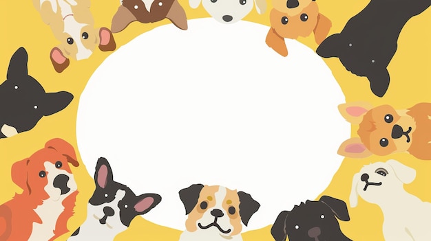 Cute Dogs Surrounding a White Circle