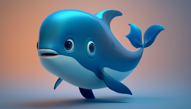 Cute dolphin big eyes cartoon characterGenerative AI