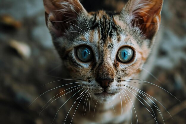 Cute domestic cat looking at camera feline whisker